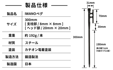 IWANOペグ8本セット《抜かない限り抜けません》テントを張るならIWANOペグ