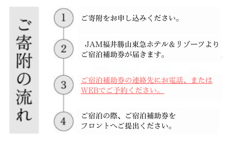 JAM福井勝山東急ホテル＆リゾーツご宿泊補助券30000円分 [J-023002]