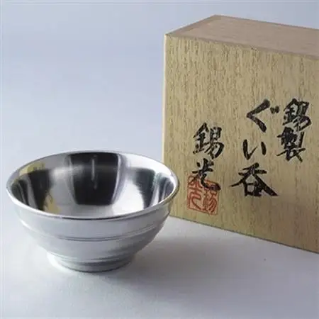 錫光ロクロ挽き　平ぐい呑　さざなみ(桐箱入)【1105165】