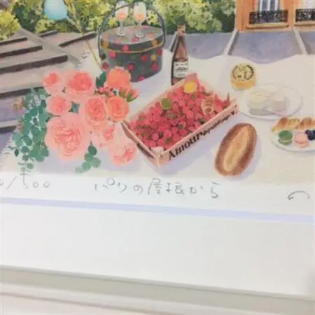 栗乃木ハルミ版画額装品「パリの屋根から」【1334230】