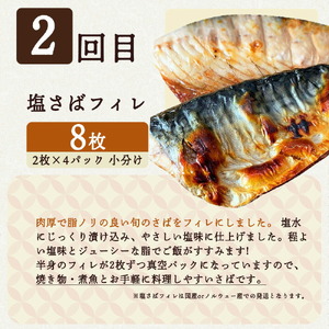 G60-T70_【定期便 全3回】魚鶴商店が選ぶ人気お魚E(銀鮭切身・サバフィレ・紅鮭切身)