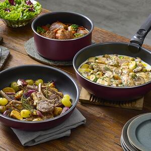 フライパン 6点 TERACOAT アイリスオーヤマ EHDC-T6S ワインレッド ｜ フライパン