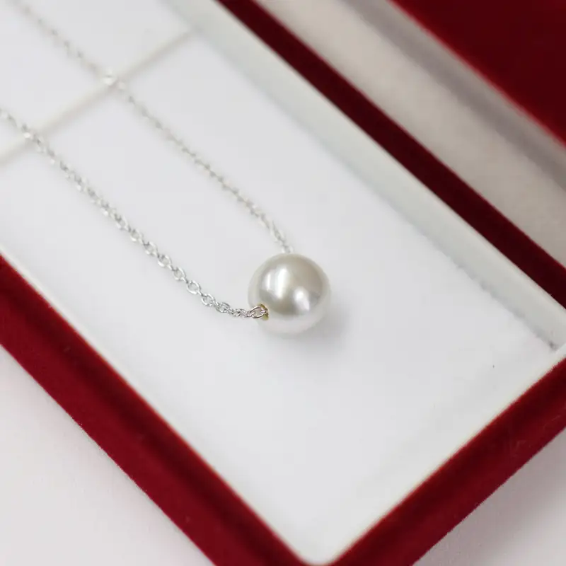 S085-382_8.5mm - 9mm ネックレス あこや真珠 ナチュラルカラー 1粒 ネックレス スルーネックレス SV925 シルバー925［A］あずきチェーン