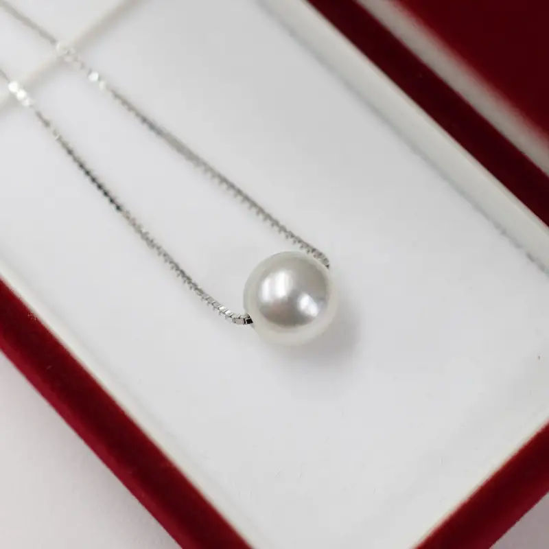 S085-383_8.5mm - 9mm ネックレス あこや真珠 ナチュラルカラー 1粒 ネックレス スルーネックレス SV925 シルバー925［B］ベネチアンチェーン