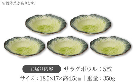 【美濃焼】KANADE サラダボウル イエロー 5枚セット【丸利玉樹利喜蔵商店】器 サラダ きれい オーバル 黄 黄色 セット 家族 新生活 贈り物 送料無料[MCC059]