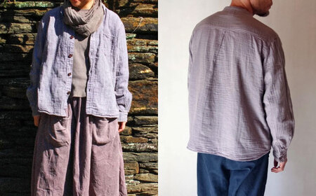 草木染 gauze shirt 淡藤色（あわふじいろ）Lサイズ ガーゼシャツ / シャツ 大人 洋服 ファッション ギフト 贈答 プレゼント / 大村市 / いすといすと～天然染料染物店～ISTIST[ACZW022]
