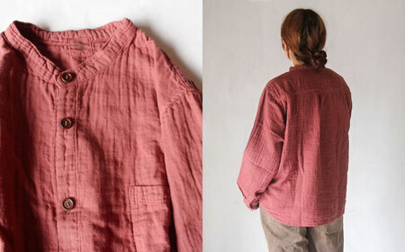 草木染 gauze shirt 小豆色（あずきいろ）Lサイズ ガーゼシャツ / シャツ 大人 洋服 ファッション ギフト 贈答 プレゼント / 大村市 / いすといすと～天然染料染物店～ISTIST[ACZW020]