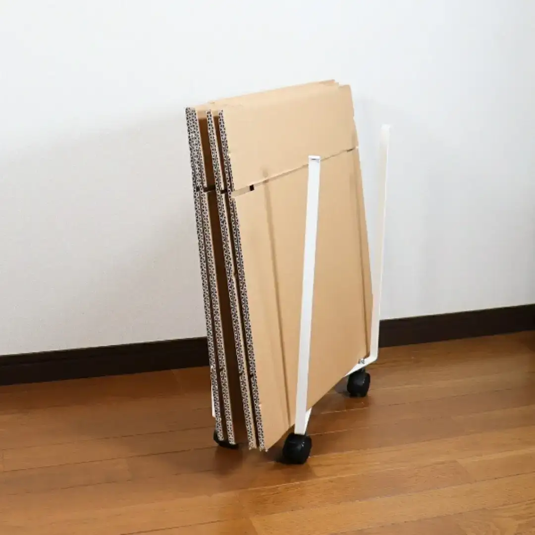 [キープロダクション] 折りたためるキャスター付きゴミ袋ホルダー ホワイト 折りたたみ式 ダストボックス ゴミ袋スタンド 燕三条製【012S086】