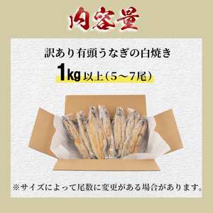 【訳あり】鹿児島県大隅産！楠田の極うなぎ白焼き 有頭1kg（約5尾～7尾） うなぎ 鰻 ウナギ 国産 鹿児島県産 九州産 白焼き 冷凍 うな重 ひつまぶし c6-077
