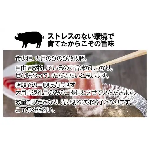 大月のびのび放牧豚【しゃぶしゃぶ食べ比べセット1200g】ロース・肩ロース・バラ・モモ各300g