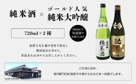 人気酒造「ゴールド人気純米大吟醸」 檜物屋酒造店「純米酒」 720ml×各2種【道の駅「安達」智恵子の里】