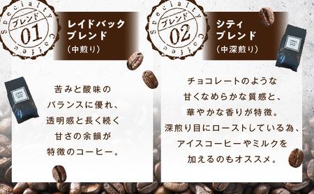 コーヒー 豆 コーヒー[レイドバック珈琲の自家焙煎スペシャルティコーヒーブレンド250g×2種セット(豆)]