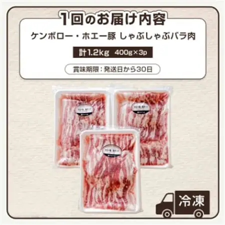 【毎月定期便】北海道十勝産 ホエー豚 しゃぶしゃぶバラ肉1.2kg(400g×3パック)全6回_肉 しゃぶしゃぶ 豚肉 豚しゃぶ  惣菜・加工品 肉 鍋 なべ ナベ  定期便 定期便  _【配送不可地域：離島】【4010964】