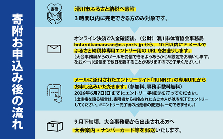 ほたるいかマラソン（ ハーフマラソンの部）出走権1名　駐車場１台分付き