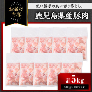 【訳あり】鹿児島県産 豚肉 切り落とし(計5kg・500g×10パック)【おきどき】A458-v03