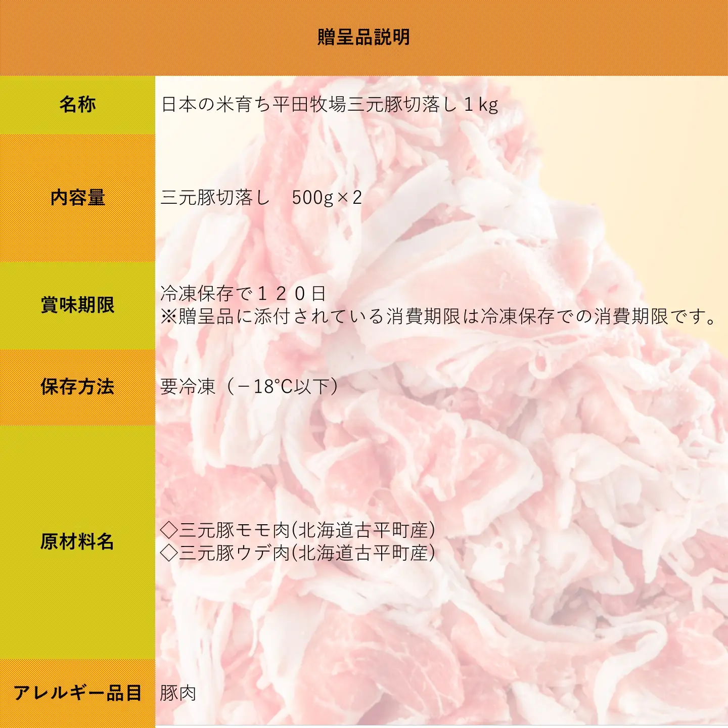 【FN】日本の米育ち平田牧場三元豚切落し １kg