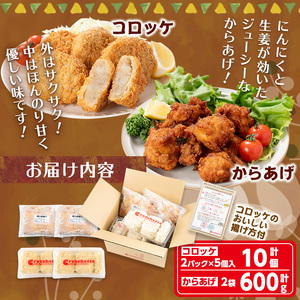 看板コロッケと特製からあげセット(クロケッタ10個、からあげ600g) 惣菜 総菜 おかず お弁当 冷凍 揚げ物 揚げるだけ 冷凍コロッケ ころっけ コロッケ グルメ 唐揚げ から揚げ 唐あげ 鶏肉 にんにく 生姜 ジューシー お祝い ギフト 贈答【m30-07】【森のクロケッタ】