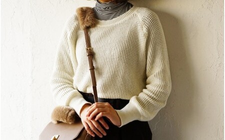 バッグの持ち手をオシャレにするファーハンドル2個セット（ベージュ） No.209-01