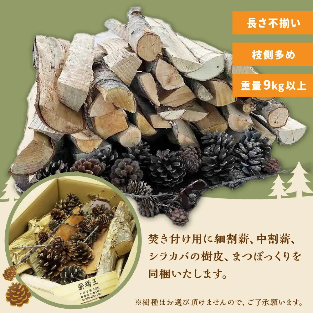 【訳あり】広葉樹ミックスたき火お試しセット(9kg×1箱) ｜ キャンプ たき火