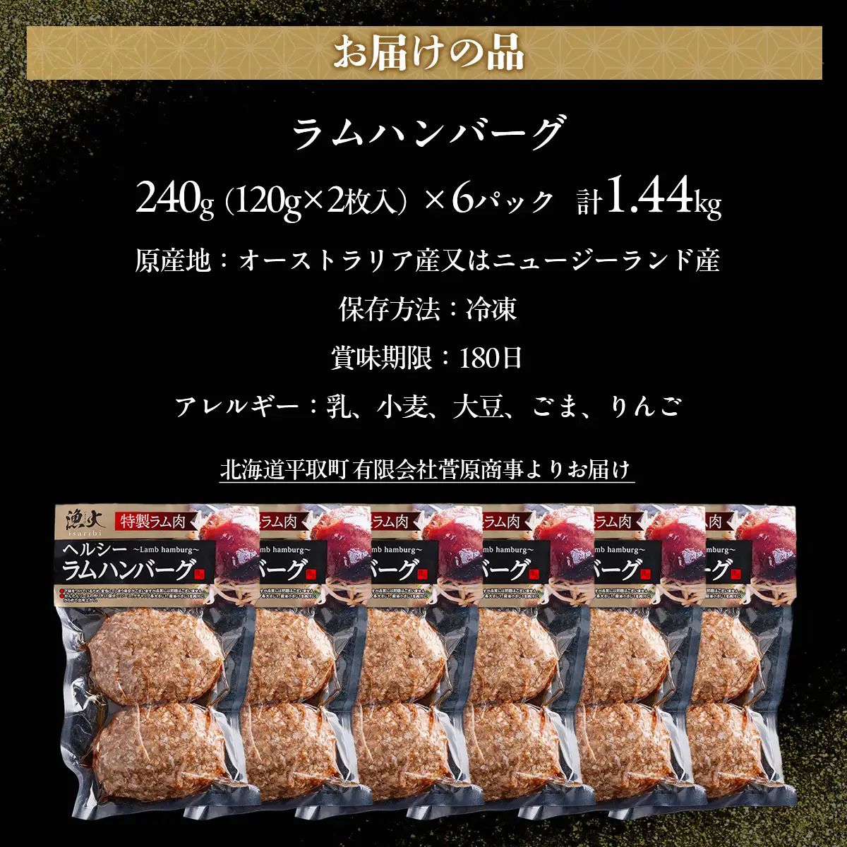 北海道民おすすめのラムをヘルシーハンバーグに！！120ｇ×12枚 合計1.44kg BRTI005