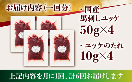 【6回定期便】 国産 馬刺し ユッケ 計200g （50g×4パック）【有限会社スイートサプライなかぞの】[ZBV049]