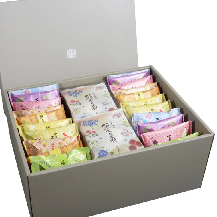 【数量限定】都炉美煎本舗 舞花籠（まいはなかご）26袋入（純米の森 10袋・贅沢おかき 16袋）(IP-3)