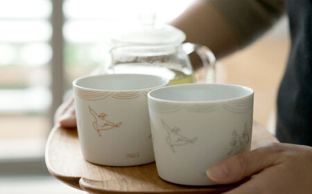 【美濃焼】　カップ ペアセット ＜BIRDS' WORDS / UNITY＞ TOMOTAKE CUP モスグリーン × ライトブラウン 瑞浪市 / FLYWAY [AZCC023]
