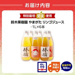 鈴木果樹園 やまがた リンゴジュース1L×6本 特別栽培果実使用【配送不可：沖縄・離島】 025-006