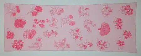 山形県全市町村シンボルフラワー柄ふわっと木綿のストール（ホワイトxピンク） 031-026-WH_PI