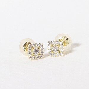 K18 　ひし形　ダイヤモンドピアス　0.16ct