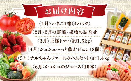 【12回定期便】グルっと1年分！おおむら定期便（ 米 イチゴ 野菜 果物 トマト ジュレ ハム ジュース 和牛 ぶどう ジェラート プリン みかん ）/ 便利な定期便 バラエティ定期便 バラエティ フルーツ 果物 こめ 米 野菜セット / 大村市 / おおむら夢ファームシュシュ [ACAA122]