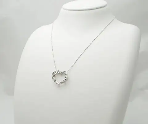 ネックレス 天然 ダイヤ 0.5ct ハート ETERNAL LOVE SIクラス【K18WG】n-06（KRP）N27-1412