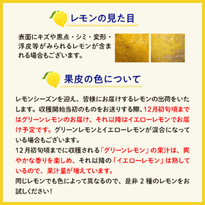【2026年5月～発送】栽培期間中農薬不使用「レモン」約2kg【クール便】ku033-003-25