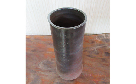種子島 伝統 登り窯 福元窯 筒花入　NFN345【1050pt】 