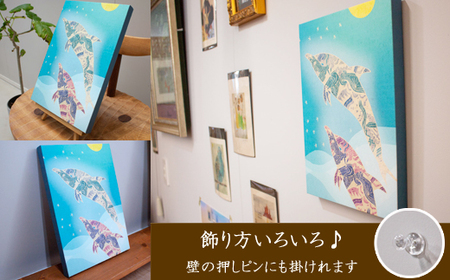 江リコの絵　飾るを楽しむパネル/A4サイズ No.631（イルカ）【アートパネル インテリア 壁掛け おしゃれ かわいい パネル デジタル画 プリント 画家 アート リビング 子ども部屋 ギフト 贈り物 ご自宅用 島根県 安来市】