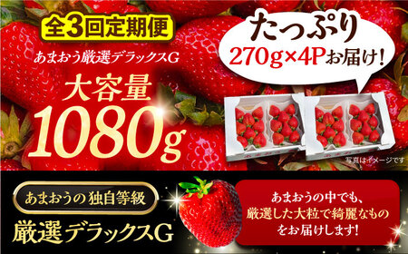 【先行予約】【全3回定期便】あまおう 厳選デラックスG 1080g (270g以上 ×4 パック) 土耕栽培[VAB022]果物 いちご