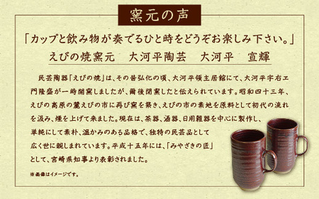 民芸陶器 えびの焼 ビアカップ 2個 容量700cc コップ 陶器 食器 宮崎県産 九州産 「えびのブランド」認証産品 送料無料