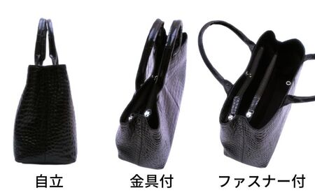  女性用 牛革 クロコ型押し バッグ ＜ブラック・ネイビー・ベージュ・スカイブルー＞ 通勤 カバン 撥水加工 牛革製品 型崩れしない 通勤バッグ 外側ファスナーポケット 装備完全 自立型  ネイビー