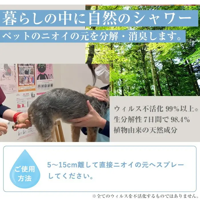 ナノコロナチュレRSSSENペットスプレーセット(ボトル200ml×1、詰替用パウチ180ml×4)　ペット　ペット用スプレー　詰め替え用ペットスプレーセット　天然成分でペットに直接スプレーしても安心！【00-113-06】