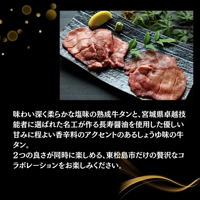 牛タン 熟成 厚切り牛タン 2種食べ比べ （ 塩味 / 醤油味）合計 500g（各250g）P