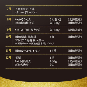函館至幸の贈り物定期便 100万円コース  まぐろ いくら かに 鮭 いか うに カレー スイーツ 海鮮 北海道_HS001-001	