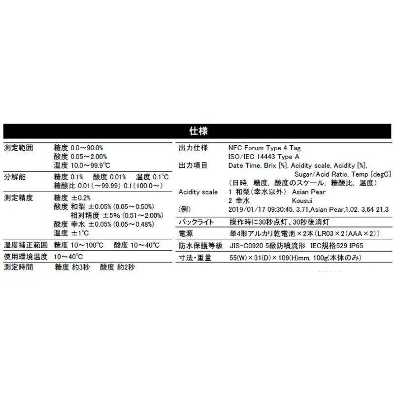 糖酸度計 PAL-BX|ACID12（和梨）　【11218-0741】