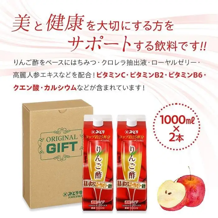 【定期便 6か月】濃縮りんご酢 1000ml×2本（常温保存可能品）