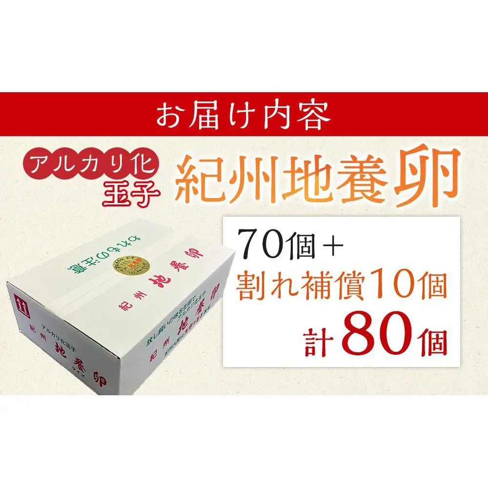 アルカリ化 玉子 紀州地養卵 合計 80個入 (70個＋割れ補償分10個）卵 たまご 玉子 タマゴ 鶏卵 まとめ買い オムレツ 卵かけご飯 朝食 業務用