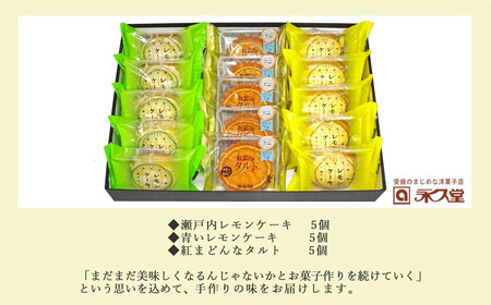 焼菓子 3種 合計15個 詰め合わせ セット 瀬戸内レモンケーキ 青いレモンケーキ 紅まどんなタルト 柑橘王国愛媛 永久堂