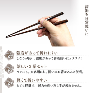 拭き漆 竹箸 2膳 ／ 漆塗り 工芸品 箸 はし カトラリー 【東北巧芸舎】