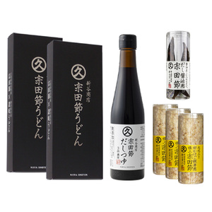 宗田節うどんを楽しむギフトセット（宗田節うどん 200g×4、卵かけご飯専用宗田節 10g×3、だし醤油用宗田節 20g、宗田節だしつゆ（3倍濃厚）300ml）【R01047】