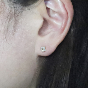 K18 スクエアダイヤモンドピアス（四角） ピアス K18 イエローゴールド ピンクゴールド ダイヤモンド ダイヤ0.15ct×2 カラット 天然ダイヤモンド ジュエリー アクセサリー 山梨県 甲斐市 BQ-127