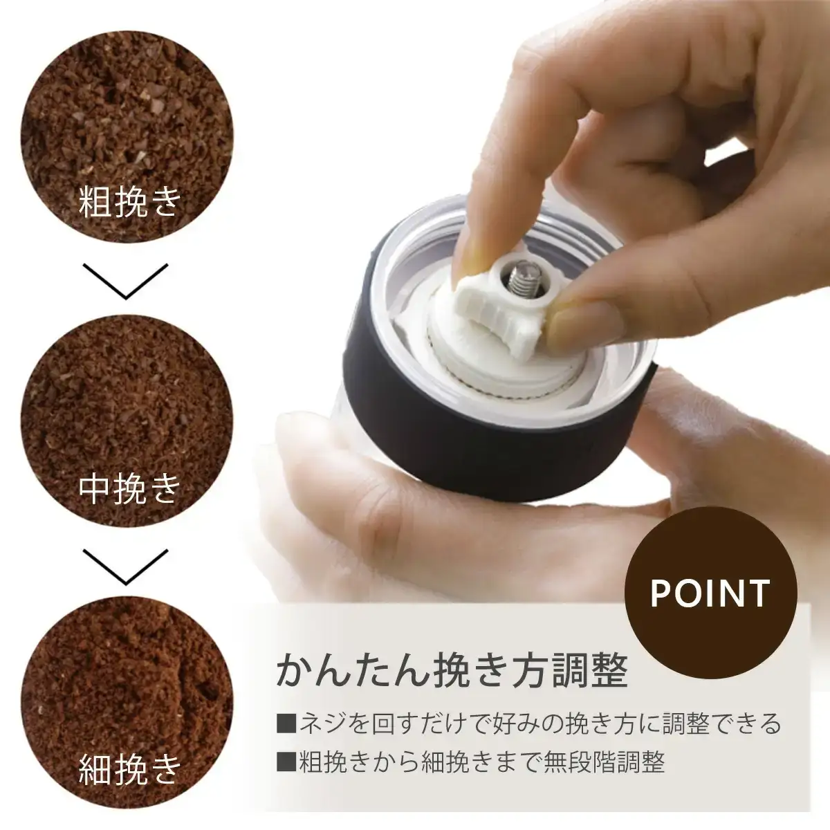 コーヒーミル 分量目盛り付 手動 セラミック刃 キッチン用品 キャンプ用品 燕三条製 下村企販 新生活 コーヒーミル