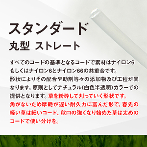 刈払機スペア用安全コードキャップ付きナイロンコード20cm×100本入り (スタンダード 2.4mm 丸型 ストレート）